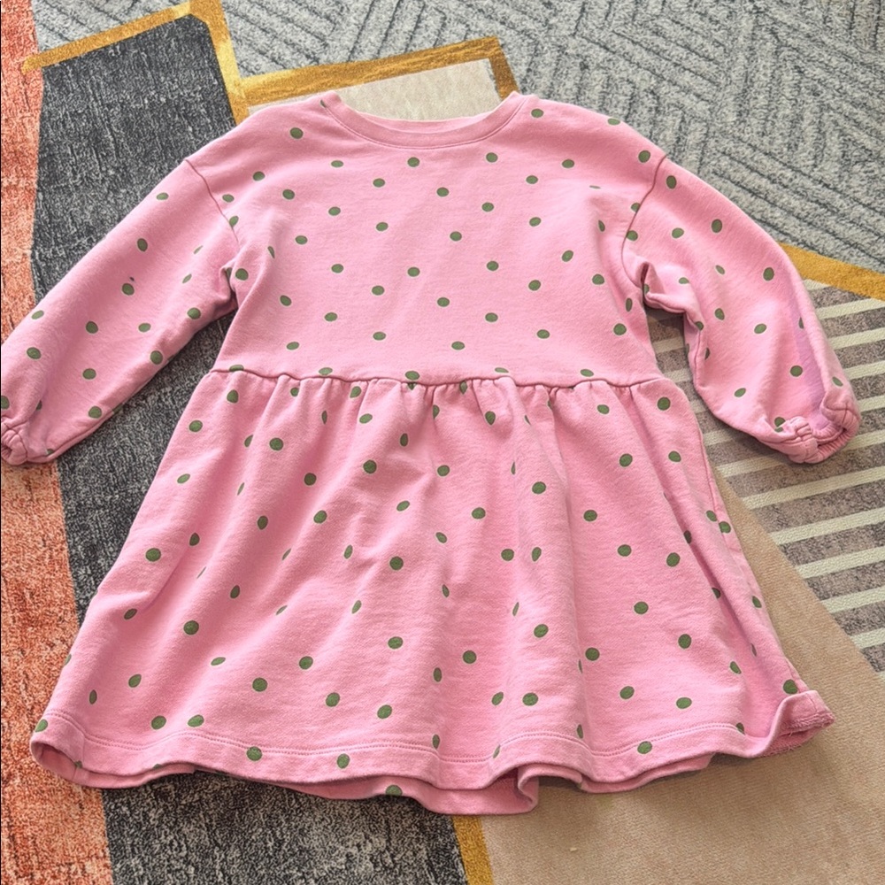 Boden Pink and Green Puff Sleeve A-line Dress